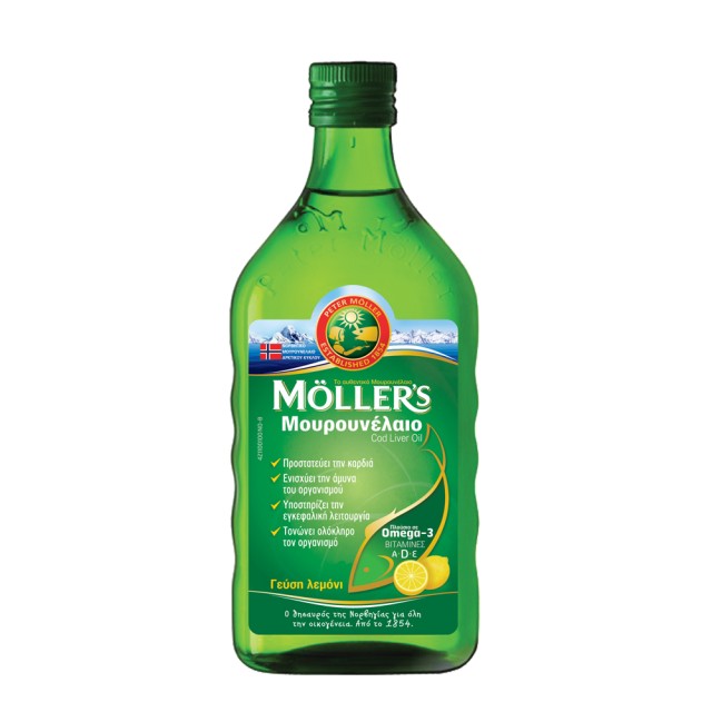 Mollers Lemon, Παραδοσιακό Μουρουνέλαιο σε Υγρή Μορφή με Γεύση Λεμόνι 250ml