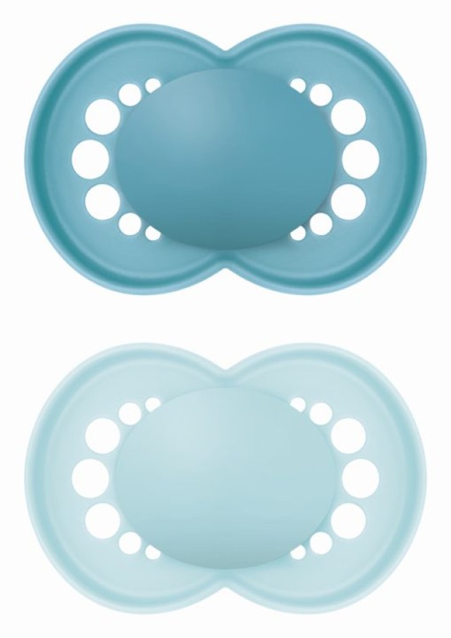 Mam Πιπίλα Original Unprinted Σιλικόνης 6-16 μηνών matt μπλε & γαλάζιο, 2τμχ.