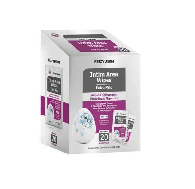 Frezyderm Intim Area Wipes pH4 Μαντηλάκια Καθαρισμού Ευαίσθητης Περιοχής 20 τεμάχια