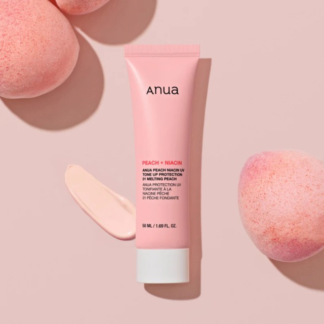 Anua - Peach Niacin UV Tone Up Protection 50Spf 01 Melting Peach-Αντηλιακή κρέμα με Νιασιναμίδη και Ροδακινί απόχρωση 50ml