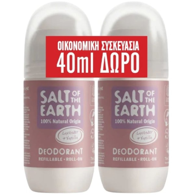 Salt of the Earth Promo Lavender & Vanilla Refillable Deodorant Αποσμητικό Roll-On 2x75ml