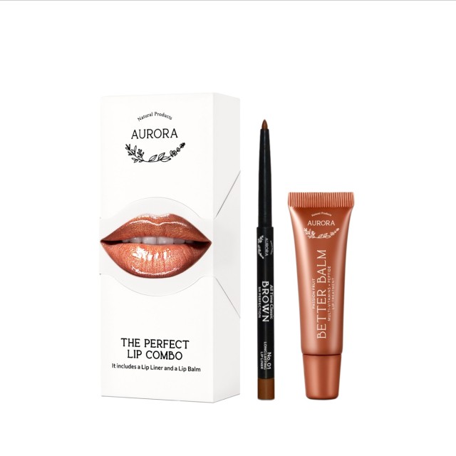 Aurora The Perfect Lip Combo All Time Classic Brown + Better Balm Passion Fruit ,2τμχ