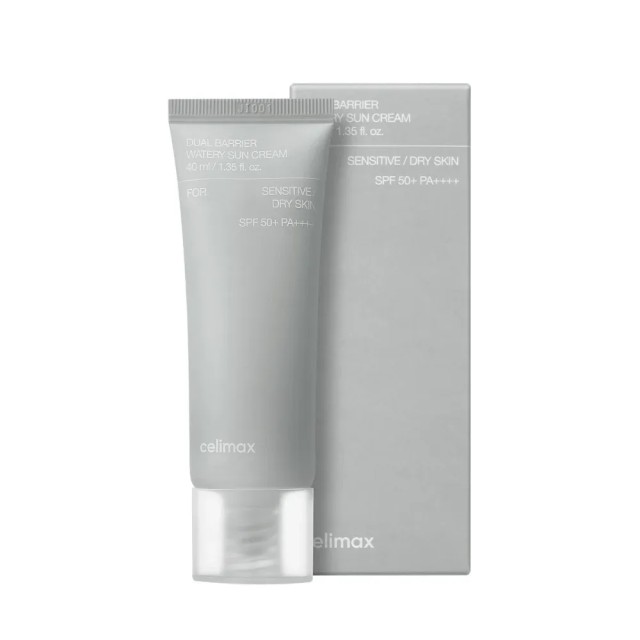 Celimax  Dual Barrier Watery Sun Cream SPF 50+ PA++++- Αντηλιακό Προσώπου με Φυσικά φίλτρα για Ευαίσθητο και Ξηρό δέρμα  40ml