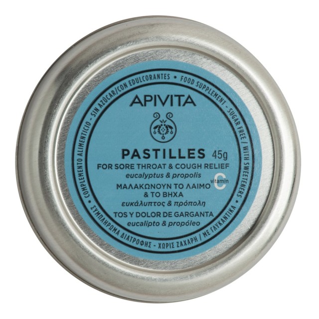 Apivita Pastilles Παστίλιες με Ευκάλυπτο & Πρόπολη για τον Πονόλαιμο & τον Βήχα, 45g