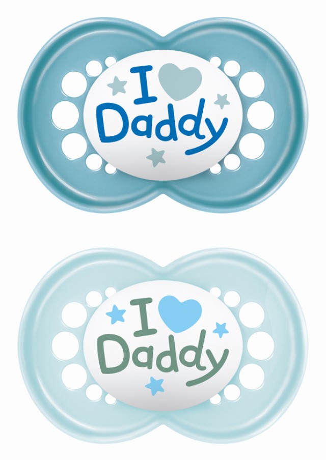 Μam Πιπίλα Ι Love Mummy & Daddy Σιλικόνης 16+ μηνών Aγορι μπλε & γαλάζιο,2τμχ.