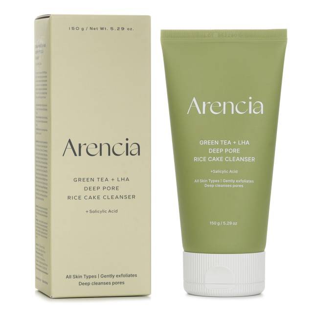 Arencia Green Tea+LHA Deep Pore Rice Cake Cleanser – Αφρός καθαρισμού με οξέα για βαθύ καθαρισμό πόρων 150ml