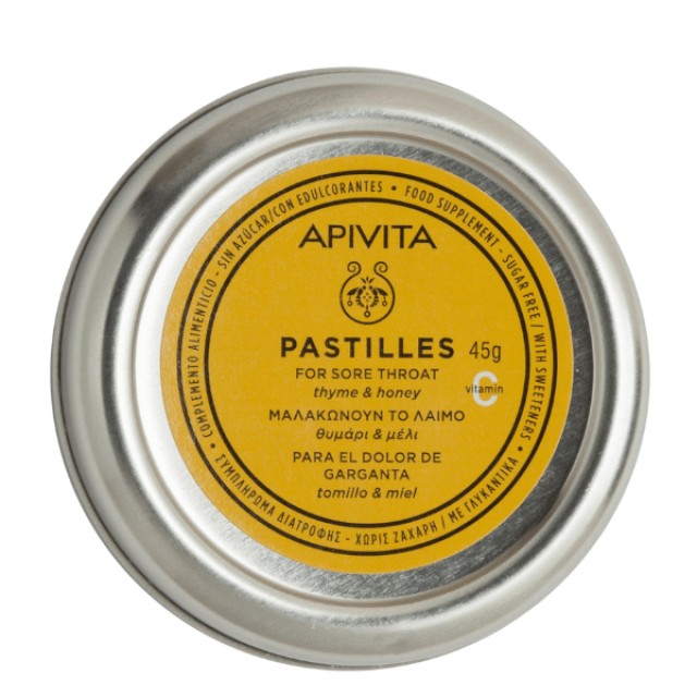 Apivita Pastilles Παστίλιες με Θυμάρι & Μέλι για τον Πονόλαιμο & τον Βήχα, 45g
