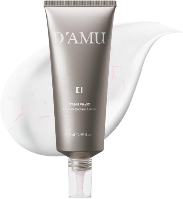 DAMU Vita5X Real Silk Protein Face Cream με πρωτεΐνες μεταξιού, πεπτίδια, κεραμίδια και Vita5X Complex για ενυδάτωση, θρέψη και πιο λεία όψη της επιδερμίδας 50ml