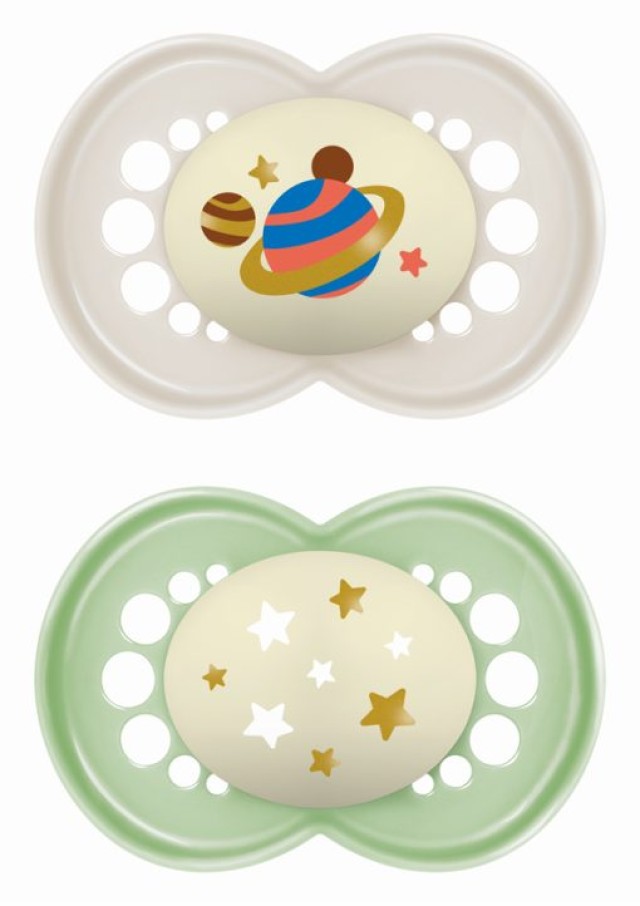 Μam Πιπίλα Original Night Σιλικόνης 16+ μηνών Unisex πράσινο & μπέζ ,2τμχ.