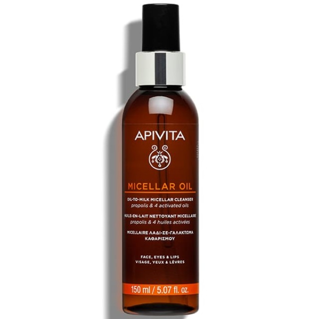 Apivita Micellaire Oil Λάδι Σε Γαλάκτωμα Καθαρισμού για Πρόσωπο Μάτια & Χείλη 150ml