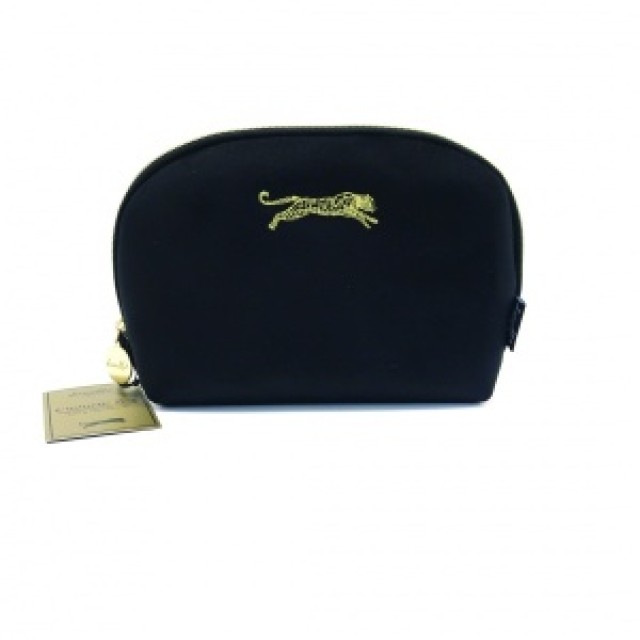 DANIELLE CREATIONS Μαύρο μεγάλο βελούδινο οβάλ τσαντάκι Leopard Beauty Bag 7x23x18cm,1τεμ