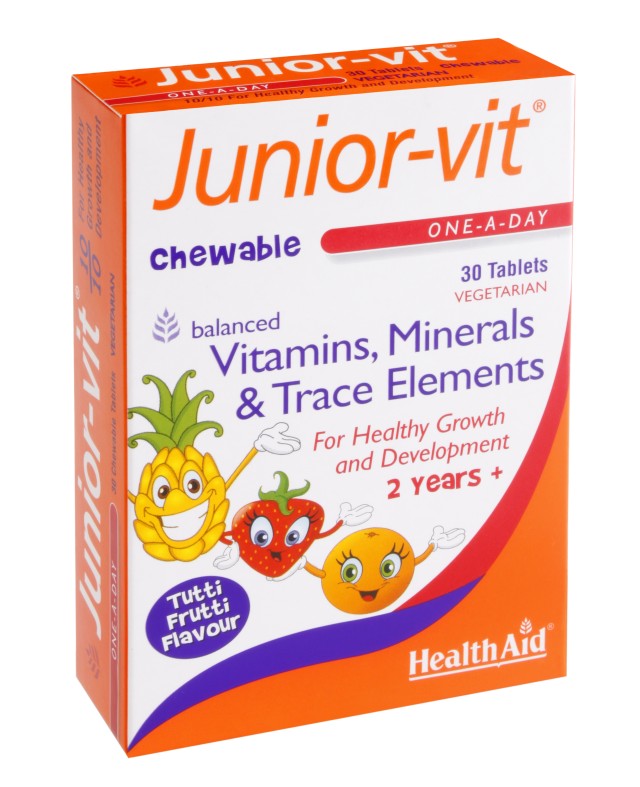 HEALTH AID Junior-Vit Tutti Frutti Flavour- 30 Μασώμενες Ταμπλέτες