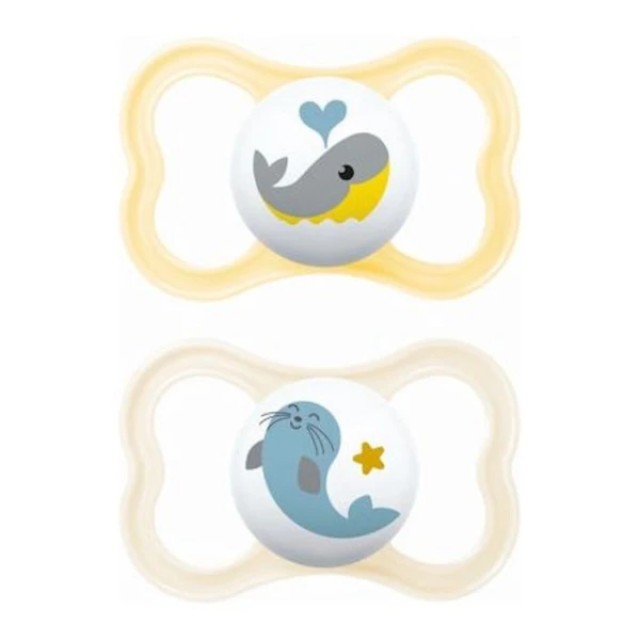 Mam Air Ορθοδοντικές Πιπίλες Σιλικόνης 6-16 μηνών Unisex Γκρι/Μπεζ 2 τμχ