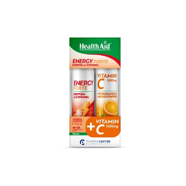 Health Aid Promo Energy Forte, 20 Αναβράζοντα Δισκία & Vitamin C 1000mg, 20 Αναβράζοντα Δισκία