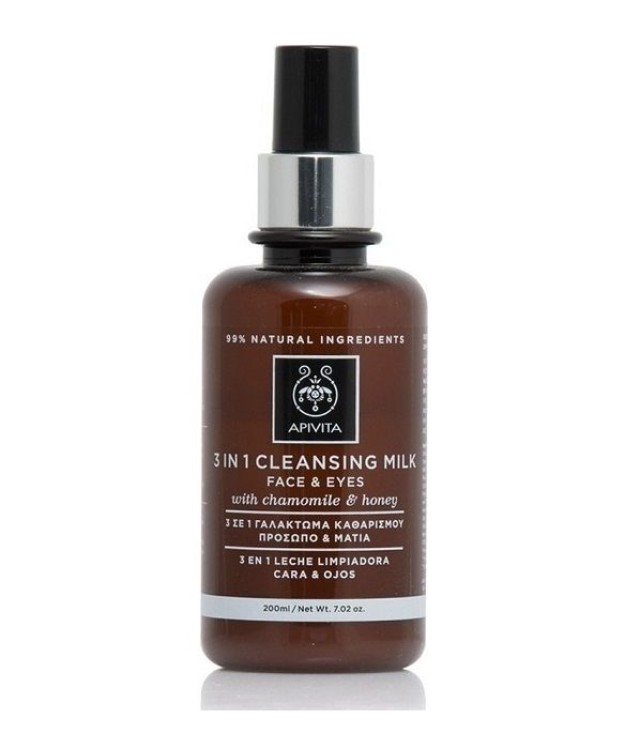 APIVITA Cleansing Milk 3 σε 1 για Πρόσωπο & Μάτια Με Χαμομήλι & Μέλι 200ml