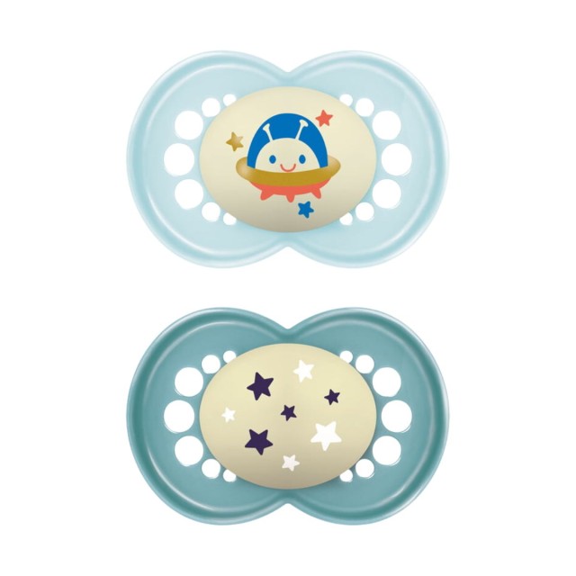 Mam Πιπίλες Σιλικόνης Original Night για 16+ μηνών Αγόρι Μπλε 2 τεμάχια