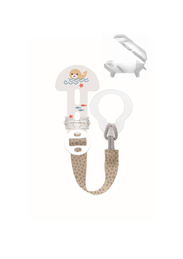 Mam Κορδέλα Πιπίλας Twist Clip & Cover Γκρι Unisex Ζωάκια 1τμχ