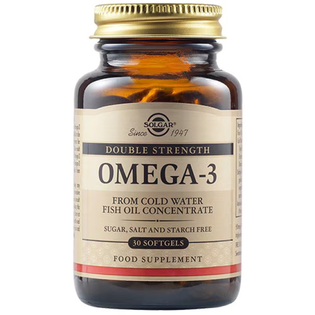 Solgar Double Strength Omega-3 Fish Oil From Cold Water Fish 30 Μαλαμές Κάψουλες