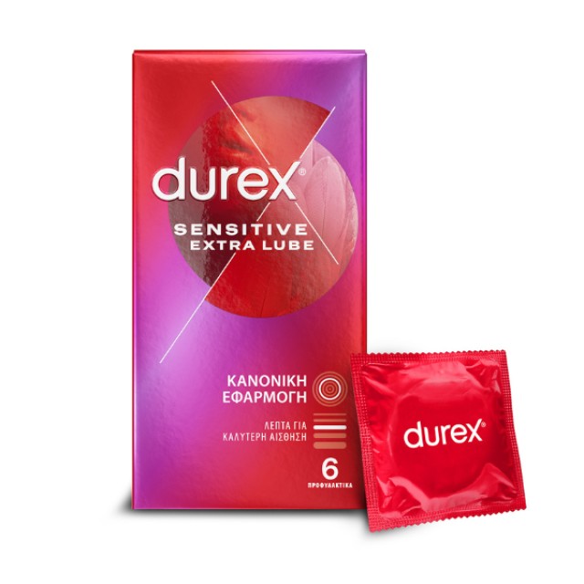 Durex Προφυλακτικά Πολύ Λεπτά Sensitive με Έξτρα Λιπαντικό 6τεμ