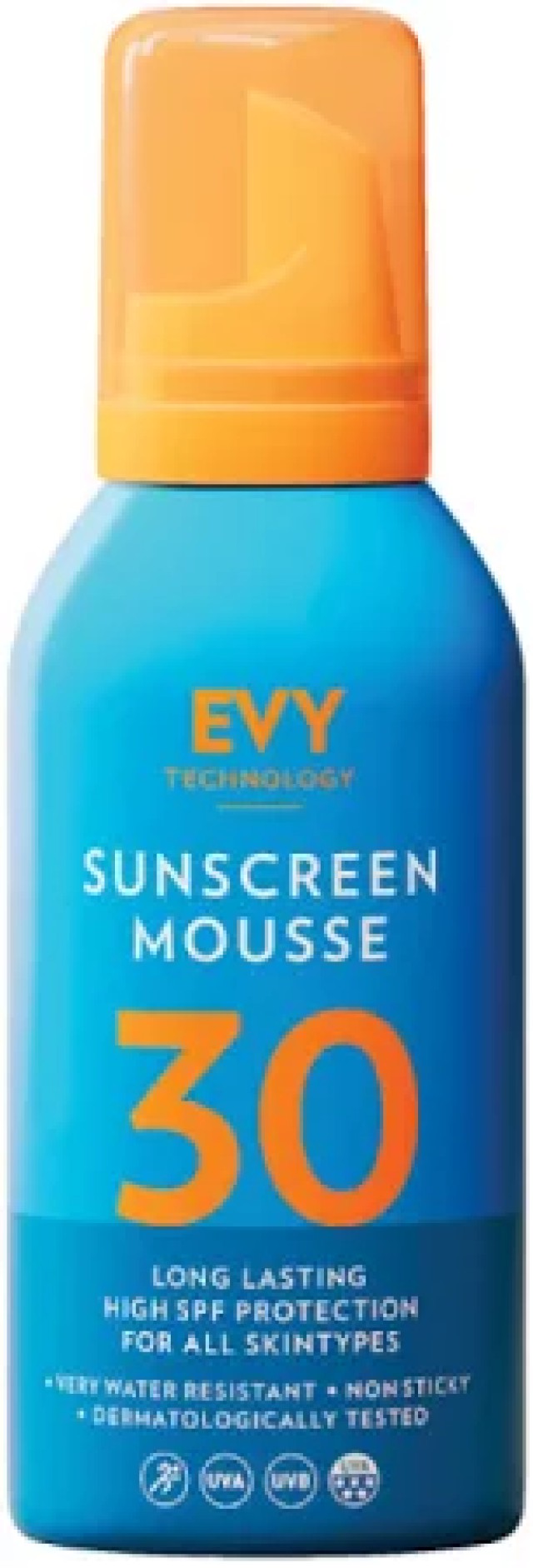 EVY Technology Sunscreen Mousse Αντηλιακή Μους Μακράς Διαρκείας Για Πρόσωπο Και Σώμα SPF30 150ml