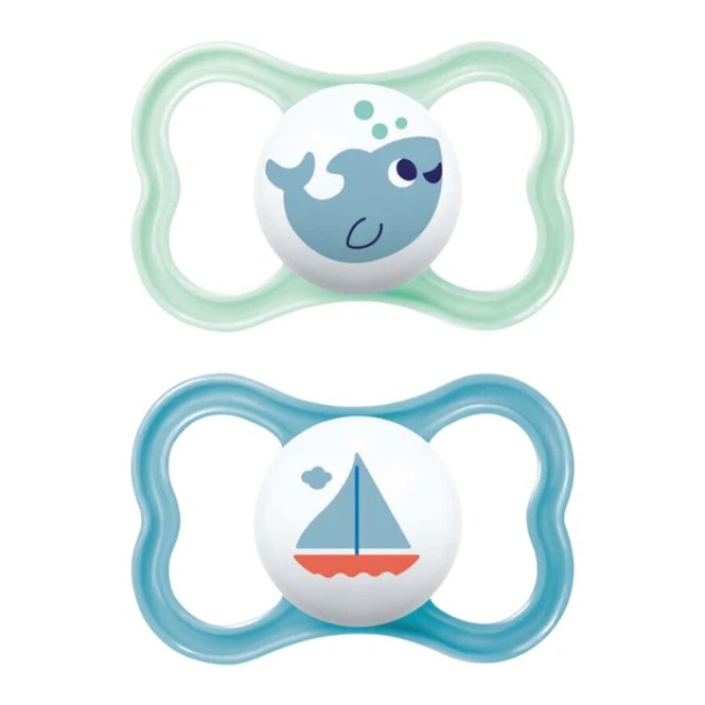 Mam Ορθοδοντικές Πιπίλες Σιλικόνης Air για 6-16 μηνών Αγόρι Τυρκουάζ/Σιέλ 2 τεμάχια