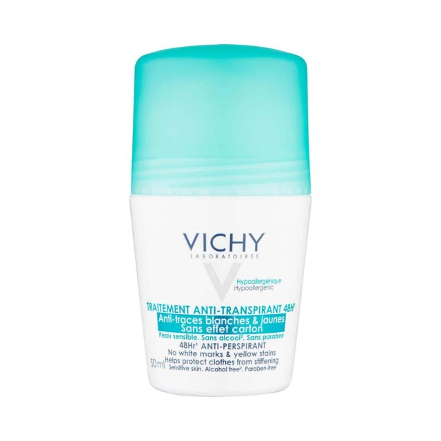Vichy Deodorant 48h Anti-marks Roll-On 48ωρη Αποσμητική Φροντίδα Έντονη Εφίδρωση - Roll-On 50ml