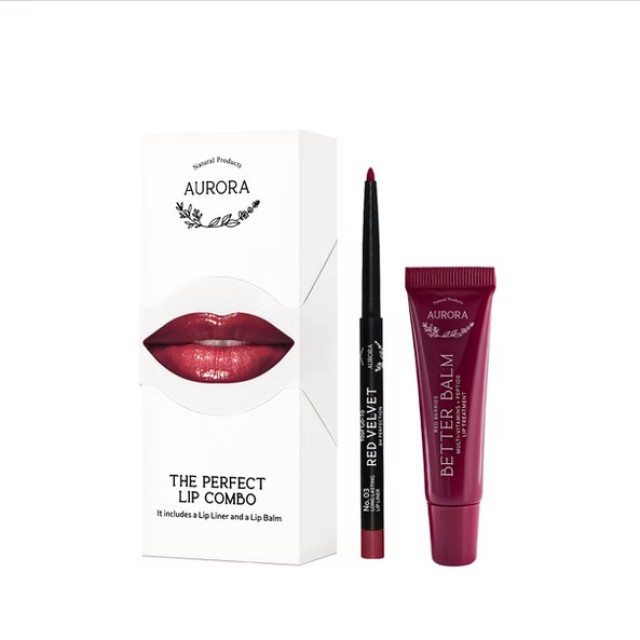 Aurora The Perfect Lip Combo Red Velvet Burgundy- Better Balm Red Berries, 2τμχ