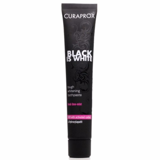 Curaprox Black is White Tough Whitening Toothpaste Λευκαντική Οδοντόκρεμα, με γεύση λεμόνι - μέντα 90ml