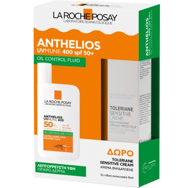 La Roche Posay Promo Anthelios Uvmune 400  Spf50+ Oil Control Fluid  Αντηλιακό Γαλάκτωμα Προσώπου  Λεπτόρευστης Υφής για Λιπαρό Δερμα 50ml & Δώρο Toleriane Sensitive Creme - Κρέμα Ενυδάτωσης -15ml