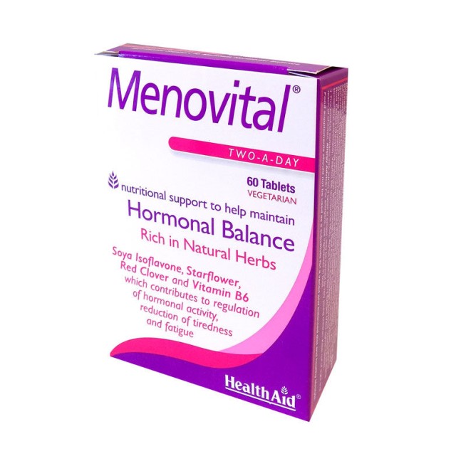 HEALTH AID Menovital  Συμπλήρωμα Διατροφής στην Εμμηνόπαυση Vegeterian 60 Ταμπλέτες