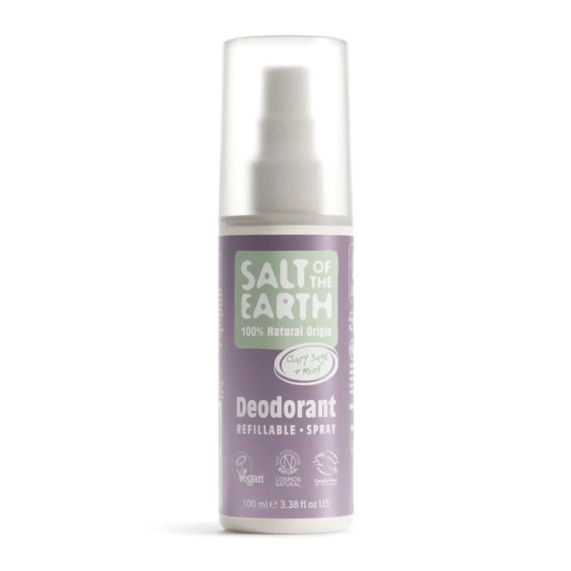 Salt of the Earth Vegan Natural Deodorant Spray Clary Sage & Mint Αποσμητικό Σπρέι 100ml
