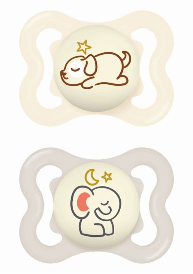 Mam Πιπίλα Supreme Night Σιλικόνης 2-6 μηνών Unisex μπέζ & σομόν ,2τμχ.