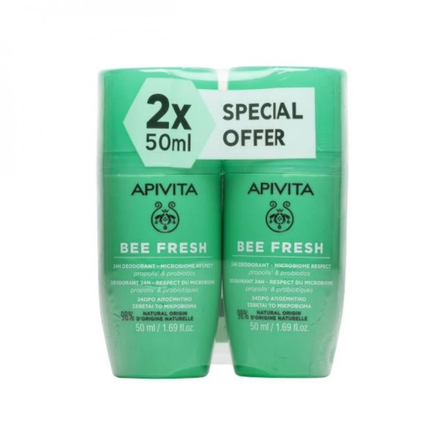 Apivita Promo Bee Fresh Αποσμητικό Roll On 24H Δράσης 2x50ml