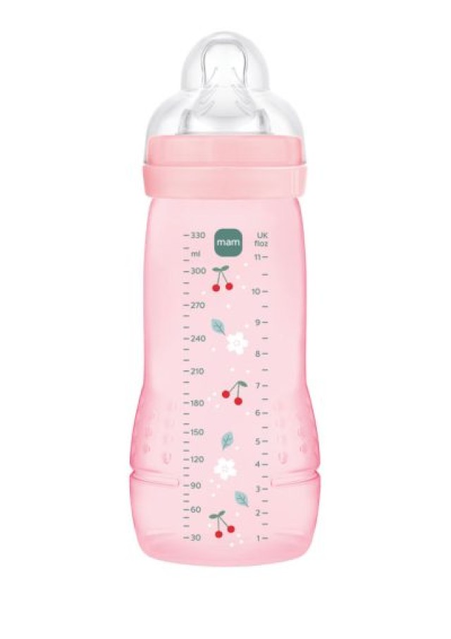 Mam Πλαστικό Μπιμπερό Easy Active με Θηλή Σιλικόνης για 4+ μηνών Ροζ, 330ml