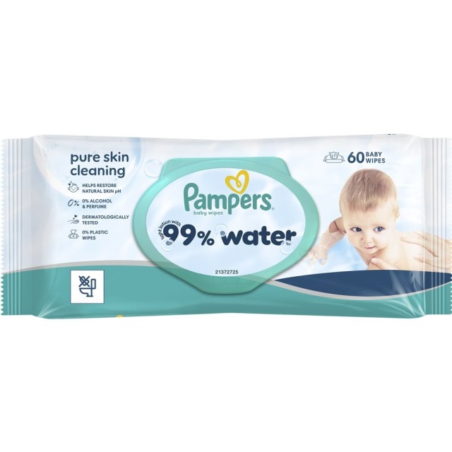 Pampers 99% Water Μωρομάντηλα, 60τεμ