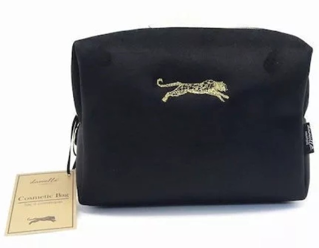 DANIELLE CREATIONS Μαύρο μεγάλο βελούδινο boxy νεσεσέρ Leopard Make-up Bag 10x22x16cm ,1τεμ