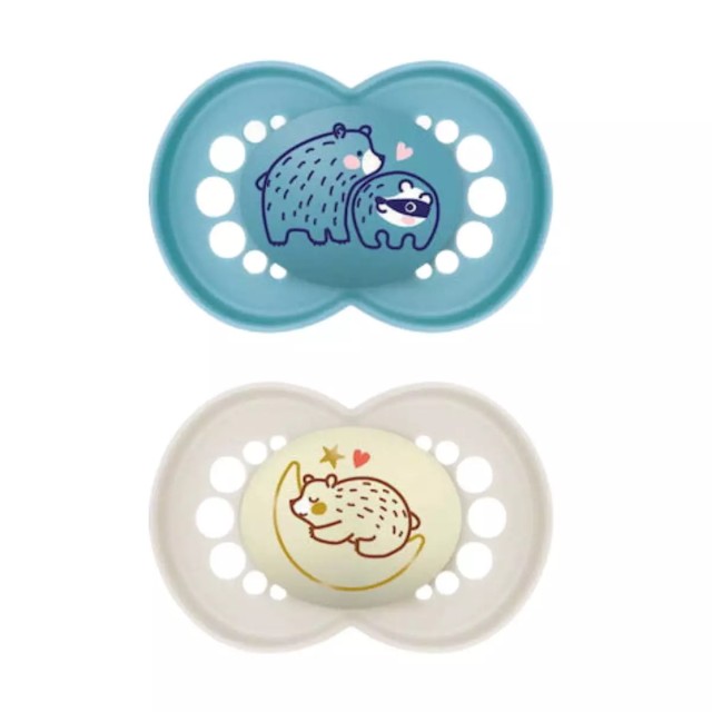 Mam Day & Night Πιπίλες Σιλικόνης Μπλε/Μπεζ Αγόρι 16m+ 2τμχ