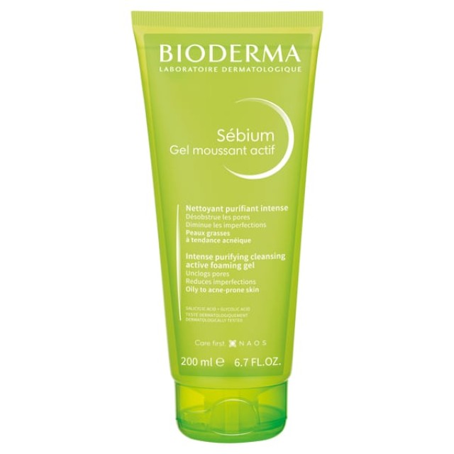 Bioderma Sebium Gel Moussant Actif Intense Purifying Cleansing Active Foaming Gel 200ml
