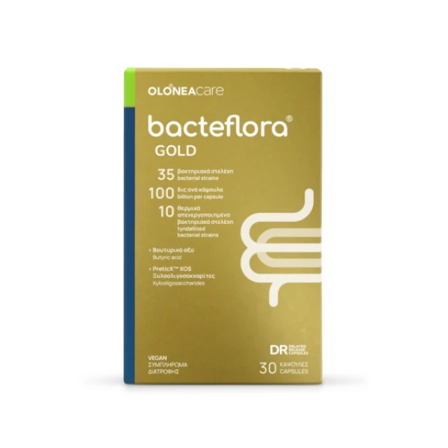 BacteFlora Gold Συμβιωτικό για Υγεία & Ομαλή Λειτουργία Εντέρου με100δις 30κάψουλες
