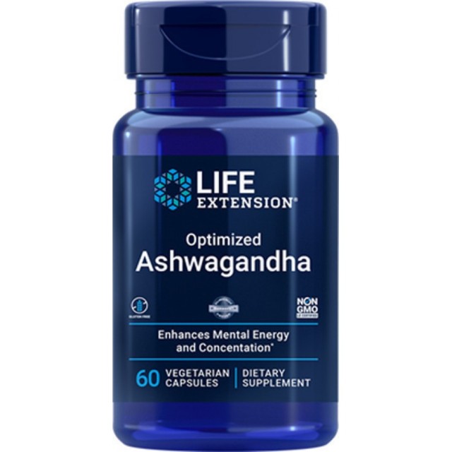 LIFE EXTENSION Optimized Ashwagandha Συμπλήρωμα Διατροφής για το Στρες & την Μνήμη, 60veg.caps