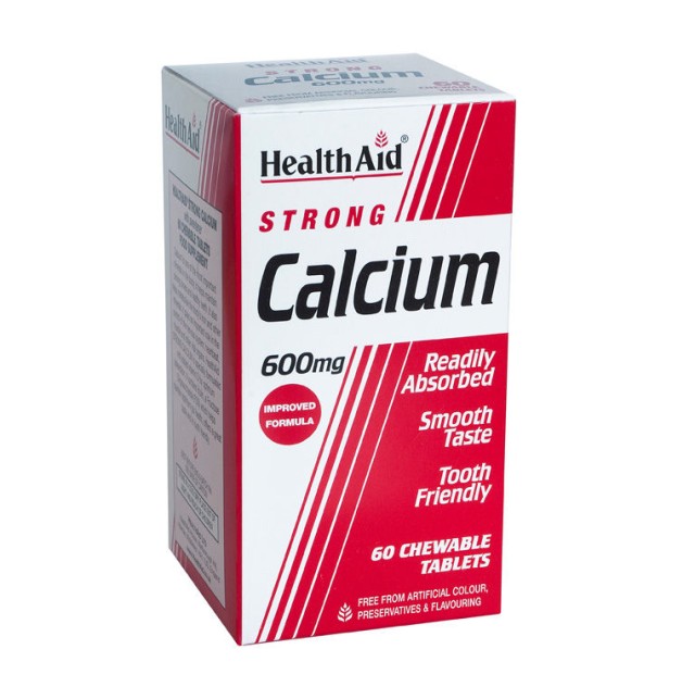 Health Aid Strong Calcium 600mg Συμπλήρωμα Διατροφής Ασβεστίου Ιδανικό για την Προστασία των Γυναικών από την Οστεοπόρωση 60 Μασώμενα Δισκία