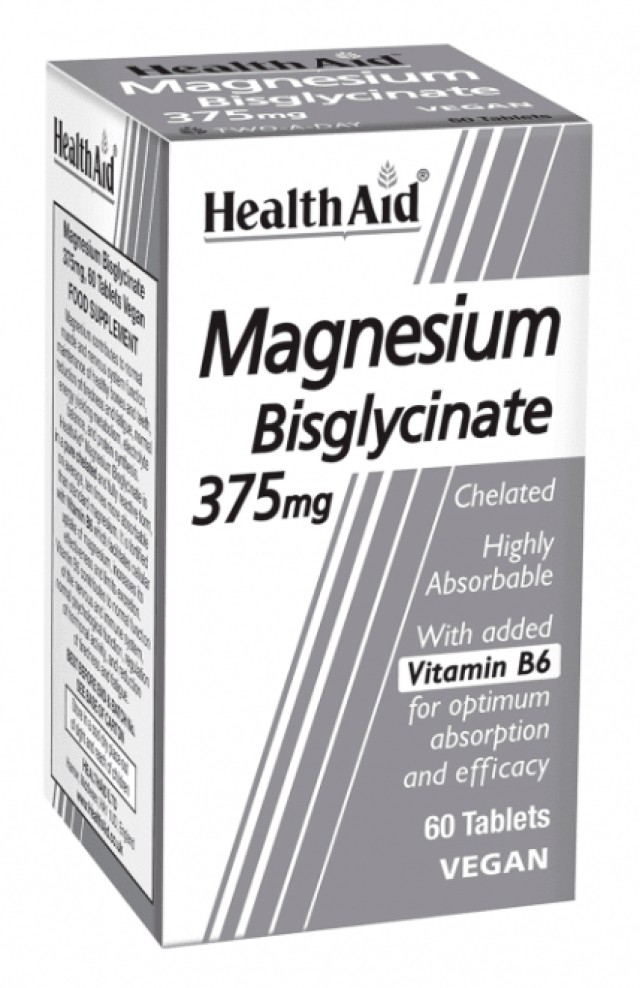 Health Aid Magnesium Bisglycinate 375mg & Vitamin B6 60 Ταμπλέτες